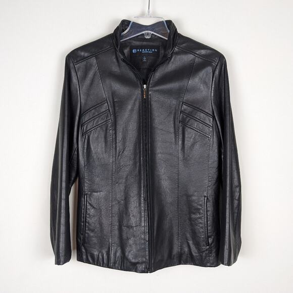 Kenneth Cole Reaction 100% Leather Jacket Black Size Large - Picture 14 of 14